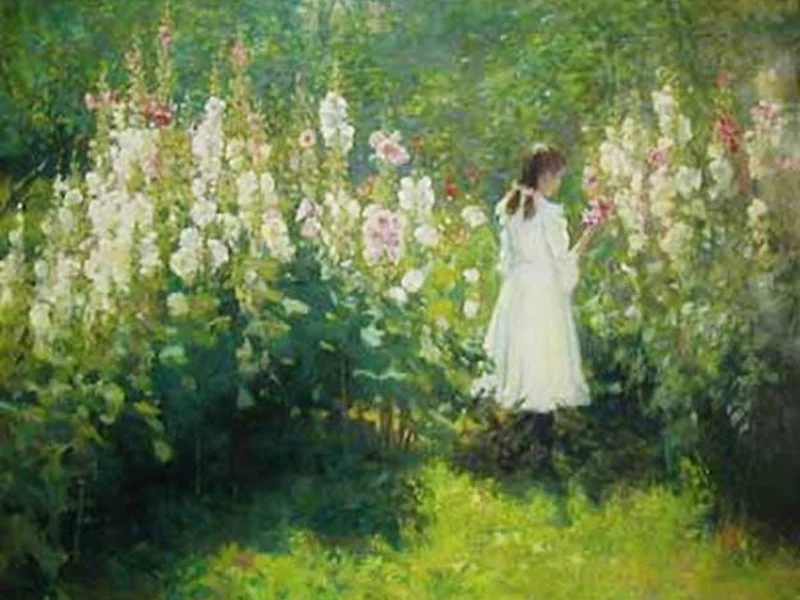 1856-John Hafen - Ragazza tra le malve (1902)